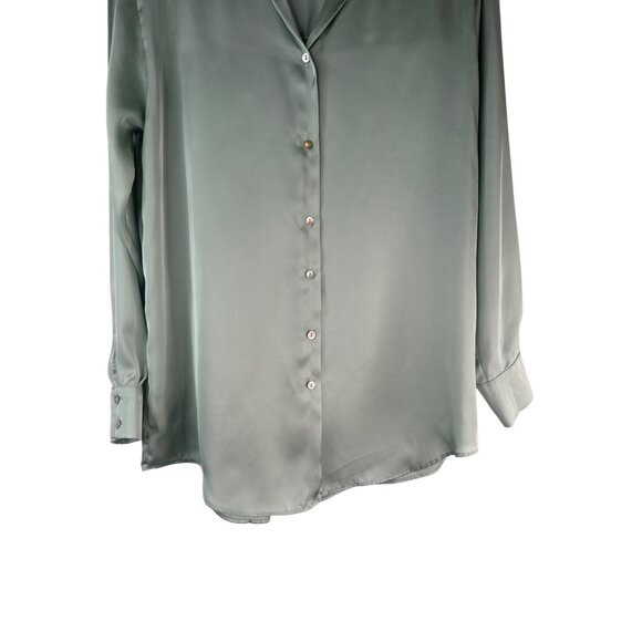 2/$30 ZARA Blouse XS Sage Green Long Sleeve Button-Up Polyester - Picture 5 of 15